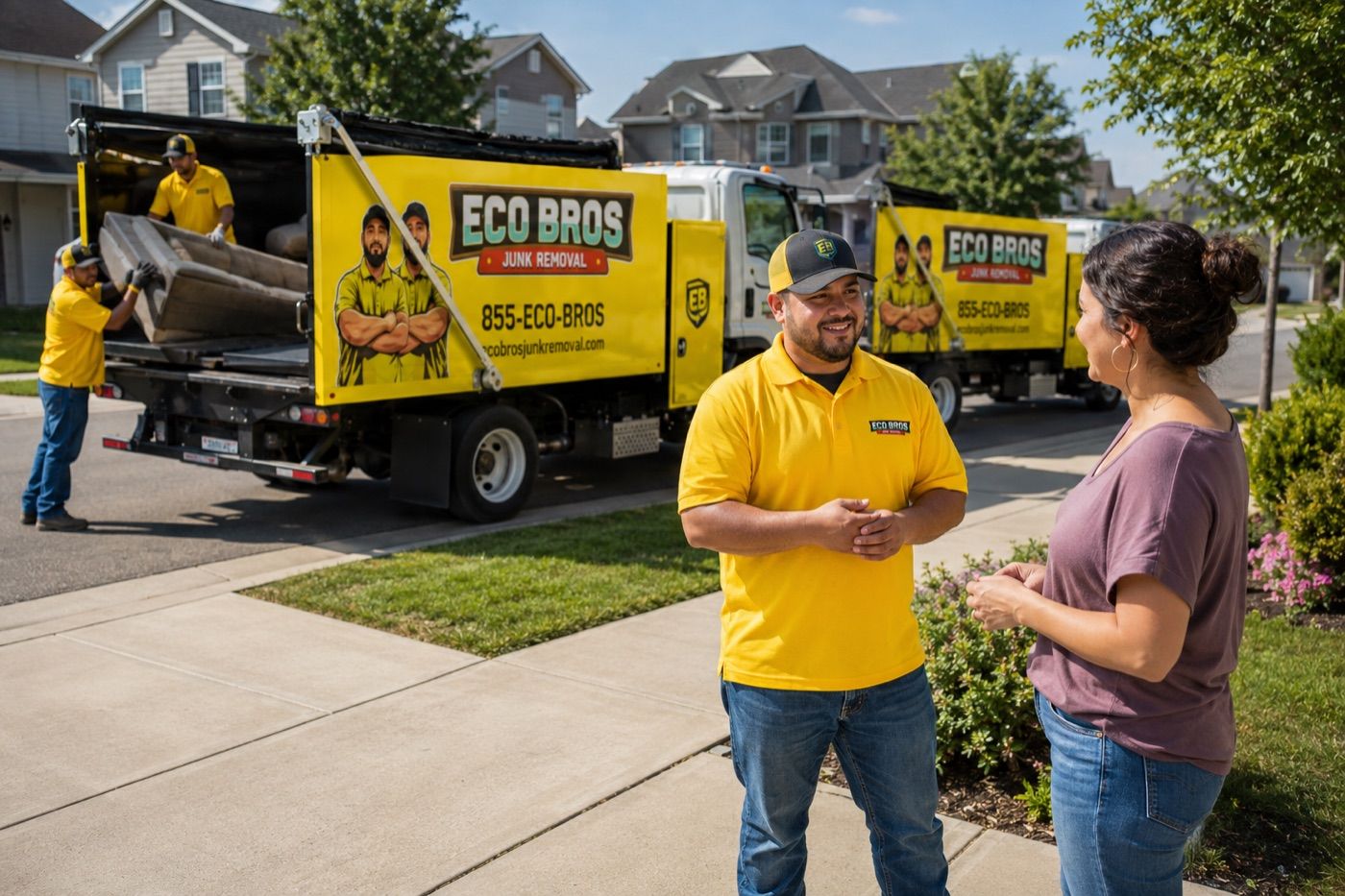 Eco Bros Junk Removal junk removal crew loading a truck